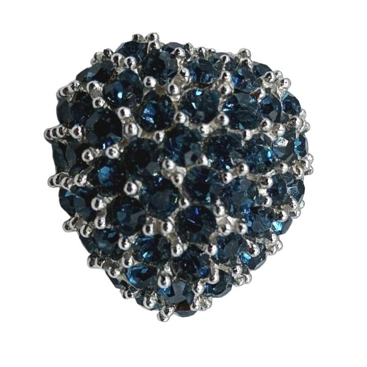 Vintage Vogue Blue Rhinestone Locket Brooch Trinket Stash Container Signed Jewel 70$